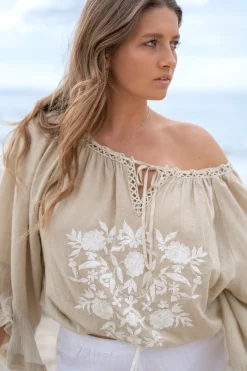 Bluse Yira Bordado Sand