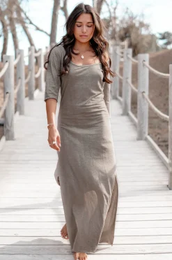Langes Kleid Taupe