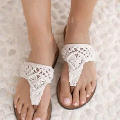 Pantoffel gehäkelt Elfenbein