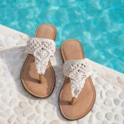 Pantoffel gehäkelt Elfenbein